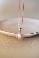 Triangular Pearl Solitaire Rose Gold Plated Sterling Silver Pendant