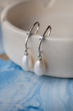Blingy Slip-On Silver Pearl Sterling Silver Droplet Earrings