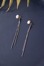 Pearly Chain Sterling Silver Dangler Earrings