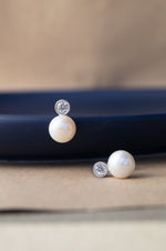 Pearl With A Bling Sterling Silver Drop Earrings