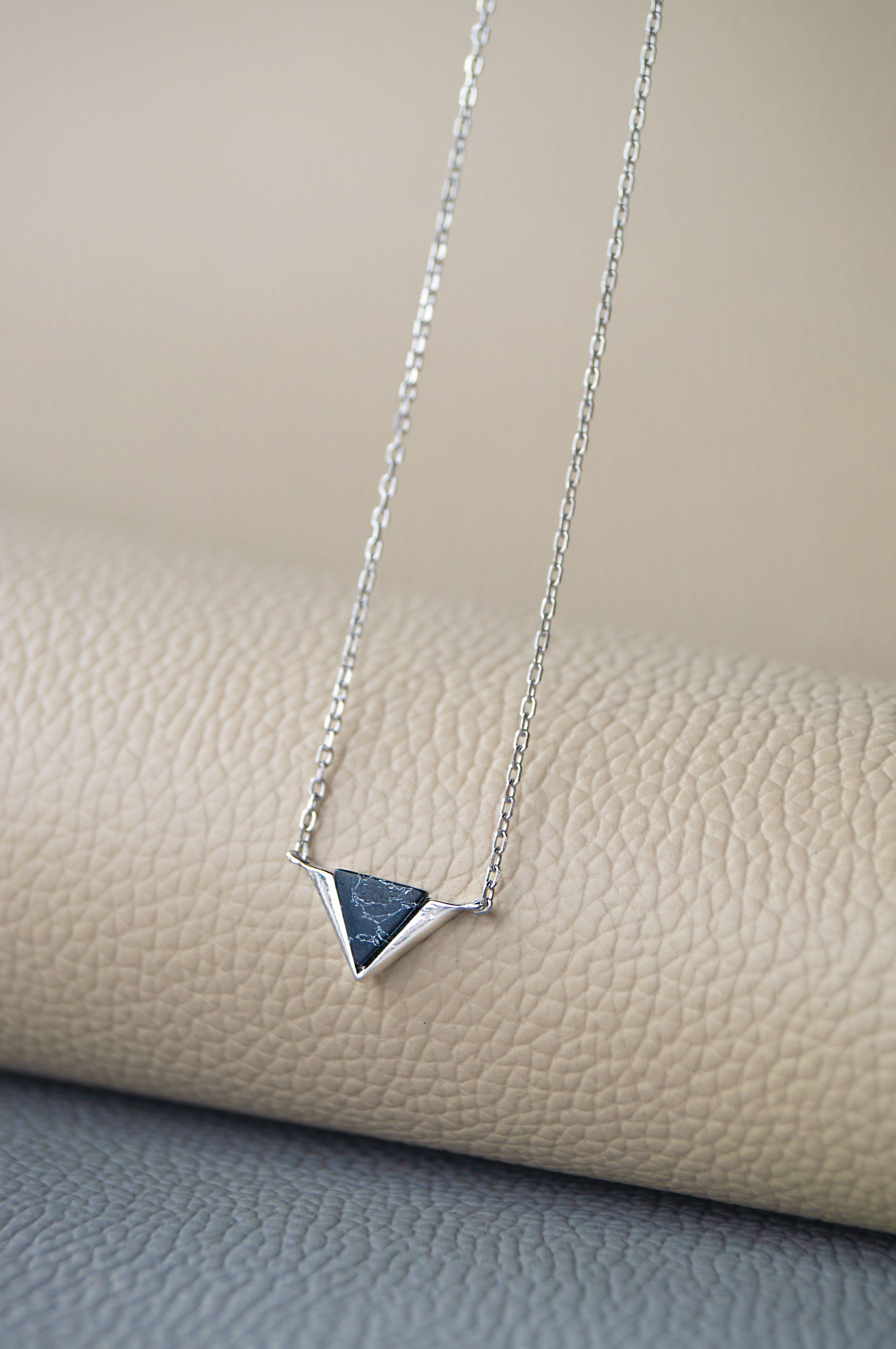 Aquamarine and Diamond Triangle Pendant Necklace | Zeta | Braverman Jewelry