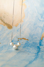 Three Dancing Pearls Sterling Silver Chain Necklace