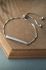 Dainty Sparkle Bar Sterling Silver Pull Chain Bracelet