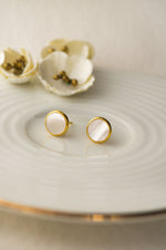 Mother Of Pearl Gold Plated Sterling Silver Stud Earrings