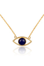 Protective Lapiz Gold Plated Evil Eye Sterling Silver Pendant Chain Necklace