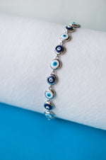 Wrap Around Dual Color Handpainted Sterling Silver Evil Eye Bracelet