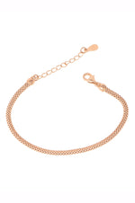 Mesh Chain Classic Rose Gold Plated Sterling Silver Chain Bracelet