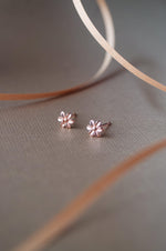 Flower Blossom Gold Plated Mini Sterling Silver Stud Earrings