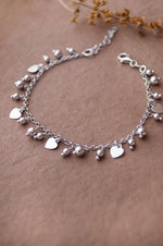 Dancing Balls And Hearts Sterling Silver Chain Bracelet