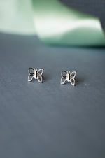 Lovely Butterfly Sterling Silver Mini Stud Earrings