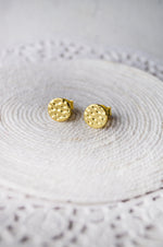 Hand Beaten Classic Mini Gold Plated Sterling Silver Stud Earrings