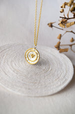 Shimmering Gold Granulation Sterling Silver Pendant Necklace