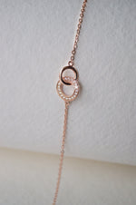 Interlinked Circles Rose Gold Plated Sterling Silver Chain Bracelet