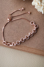 Trendy interlinked Rose Gold Plated Sterling Silver Pull Chain Bracelet