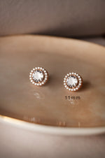 Halo Solitaire Rose Gold Plated Sterling Silver Earrings