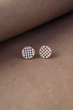 Cheque-Out These Rose Gold Plated Sterling Silver Stud Earrings