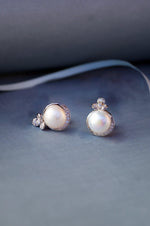 Pearl Blossom Statement Sterling Silver Stud Earrings