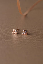 Heart With A Bow Rose Gold Plated Mini Sterling Silver Stud Earrings