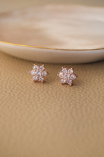 Floral Cluster Rose Gold Plated Sterling Silver Stud Earrings