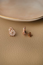 Eclectic Floral Rose Gold Plated Sterling Silver Stud Earrings