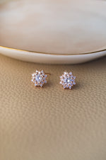 Floral Solitaire Rose Gold Plated Sterling Silver Stud Earrings