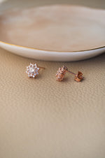Floral Solitaire Sterling Silver Stud Earrings