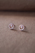 Solitaire In A Circle Rose Gold Plated Sterling Silver Earrings