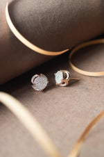 In Vogue Rose Gold Plated Statement Sterling Silver Stud Earrings