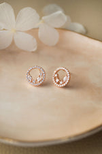 Blossom Circle Rose Gold Plated Sterling Silver Stud Earrings