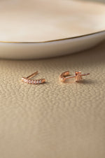Dainty Line Rose Gold Plated Sterling Silver Stud Earrings