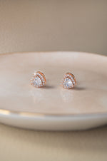 Heart Solitaire Rose Gold Plated Sterling Silver Stud Earrings