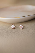 Shinning Flower Nakshatra Rose Gold Plated Sterling Silver Stud Earrings