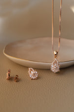 Eclectic Floral Rose Gold Plated Sterling Silver Pendant Set