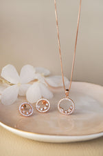 Blossom Circle Rose Gold Plated Sterling Silver Pendant Set