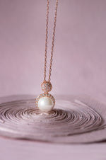 Blushing Pearl Rose Gold Plated Sterling Silver Pendant Necklace