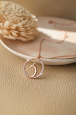 Elegant Encircled Peacock Rose Gold Plated Sterling Silver Chain Necklace