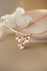 Three Pretty Flowers Rose Gold Plated Sterling Silver Chain Necklace