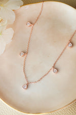 Little Charming Drops Rose Gold Plated  Sterling Silver Charm Necklace