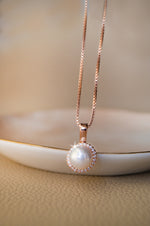 Encircled Pearl Rose Gold Plated Sterling Silver Pendant