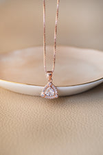 Dazzling Triangle Rose Gold Plated Sterling Silver Pendant