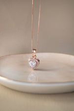 Heart Solitaire Rose Gold Plated Sterling Silver Pendant