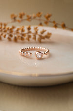 Sparkle Drops Rose Gold Plated Sterling Silver Open Ring