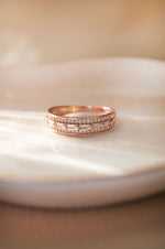 Gorgeous Linear Rose Gold Plated Sterling Silver Band Ring