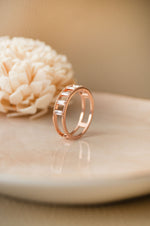 Baguette Station Band Rose Gold Plated Sterling Silver Band Ring