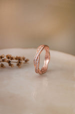 Curled Along Rose Gold Plated Sterling Silver Ring