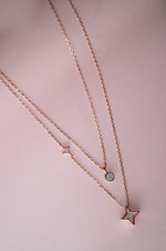 Multilayer Layer Starry Trail Rose Gold Plated Sterling Silver Necklace