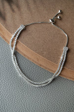 Double Layer Tennis Sterling Silver Pull Chain Bracelet