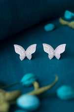 Open Wing Sparkle Butterfly Sterling Silver Stud Earrings