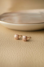 Sparkling Dust Rose Gold Plated Sterling Silver Stud Earrings