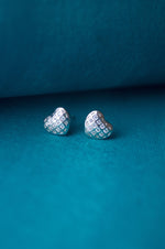 Check & Mate In Love Heart Sterling Silver Stud Earrings